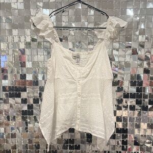 White Ruffled Women's Top